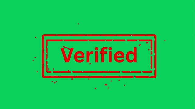 Red 'Verified' Stamps Appearing on Green Screen Background with Red Text 'erifie