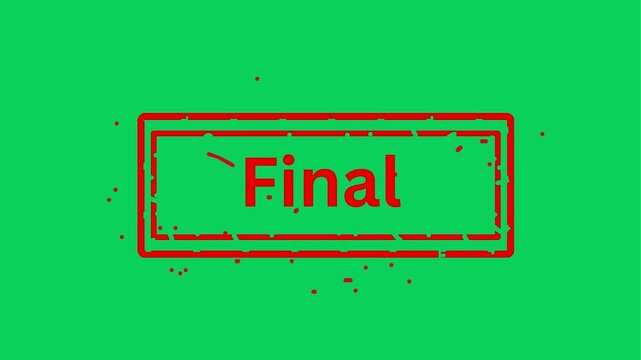 Green screen stamp animation with 'Final' text for business approvals and project completion