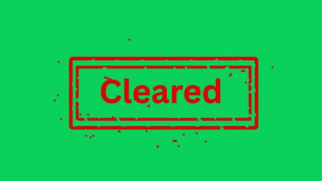 Green screen text leare cleared with rubber stamp animation for business finance