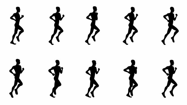 Running man animation sequence illustration on transparent background