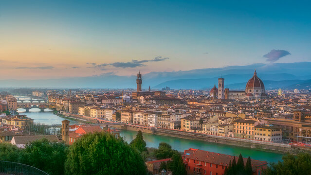 Florence Skyline at Sunset from Piazzale Michelangelo, Italy