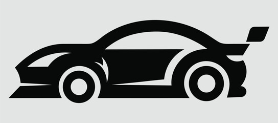 Fototapeta premium Sport car silhouette black and white vector illustration