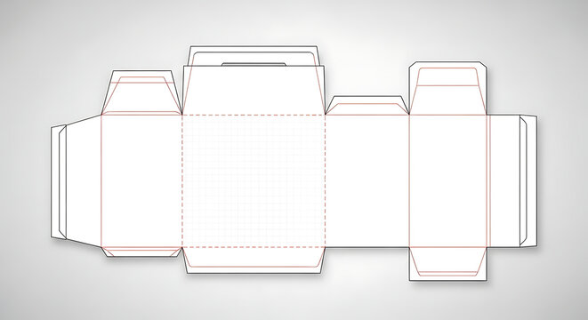 Food packaging box dieline template, flat layout, editable design space, high resolution, professional presentation"
32.	
