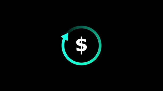animation in circle arrow inside dollar sign. currency exchange concept, money using circle