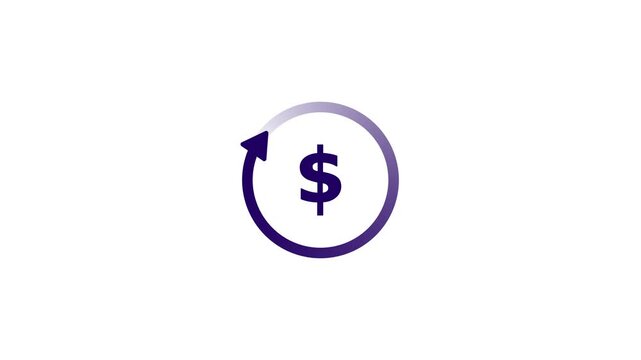 animation in circle arrow inside dollar sign. currency exchange concept, money using circle