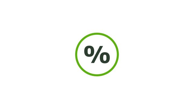 animated in percentage badge icon with circle. percent sign