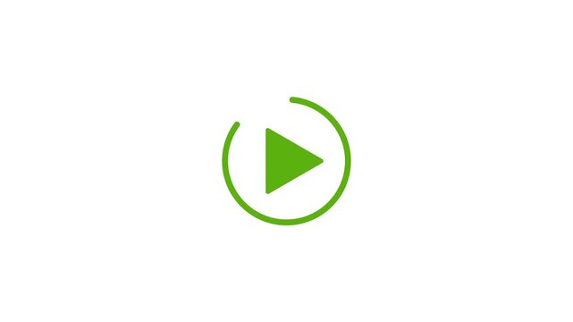 animation in outline circle with play button sign.