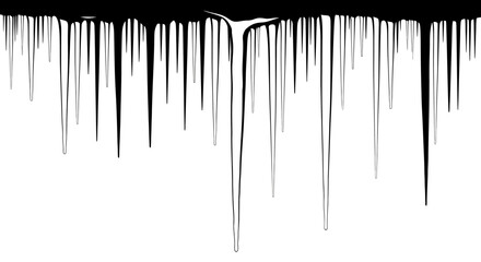 Black paint drips falling down on white background abstract liquid motion graphic element © Pabitra