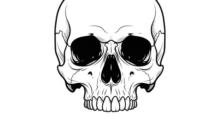 Detailed illustration of a human skull facing forward. © Refa