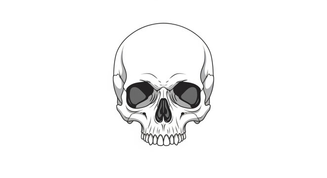 Detailed Illustration of a Human Skull Front View.