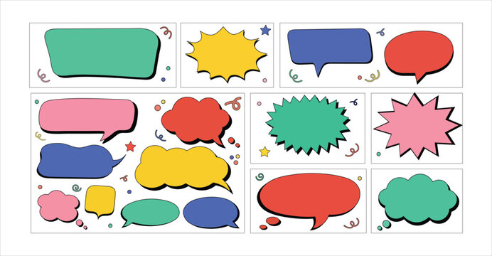Colorful Comic Speech Bubble Vector Collection Pop Art Design