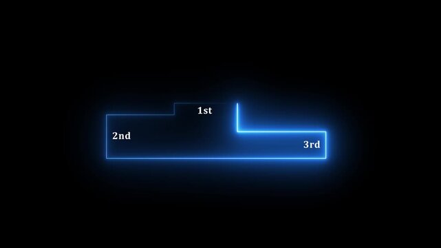 neon line winner podium with 1st, 2nd, and 3rd place icon animation with magenta color on a black background pedestal appearance 4k motion design animation for web design video