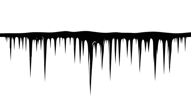 Black paint drips down from a straight edge on white background creating a messy abstract texture