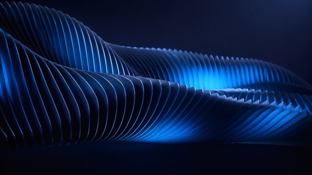 Abstract 3d digital art with flowing blue wave patterns