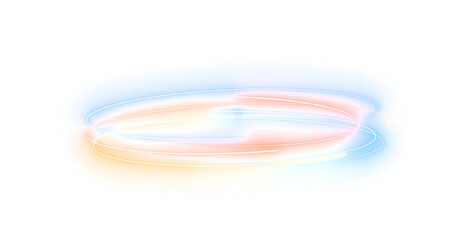Naklejka premium Futuristic Neon Glowing Light Trails and Sci-Fi Circular Energy Rings with Speed of Light Concept