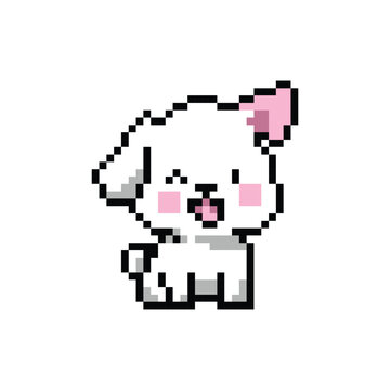 Cute illustration pixel art character dog cartoon