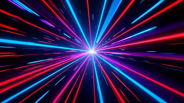 Bright white center with red and blue rays