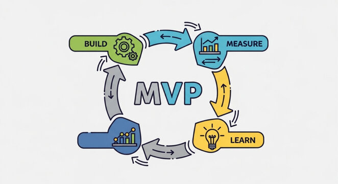 MVP Cycle Diagram Illustrating Build Measure Learn Process.