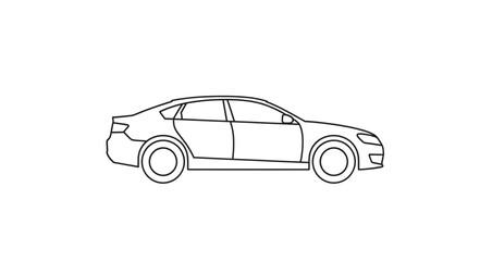 Obraz premium Modern Sedan Car Outline Drawing Simple Minimalist Transportation.