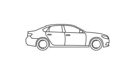 Obraz premium Modern Sedan Car Outline Drawing Simple Transportation Vehicle.