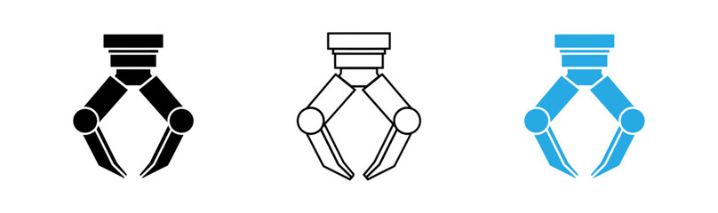 Obraz premium Three styles of robotic gripper icons