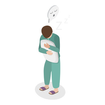 3D Isometric Flat  Illustration of Relaxation and Daydreaming. Item 1