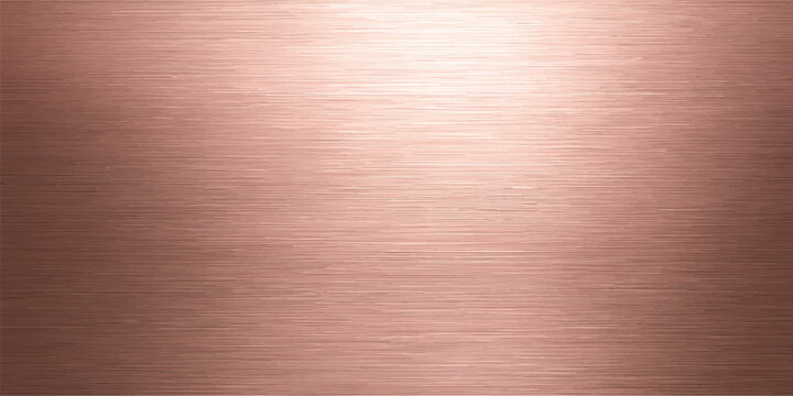Rose gold brushed metal background with bright central illumination abstract background metallic texture pink gold metal surface linear texture metallic abstract illumination