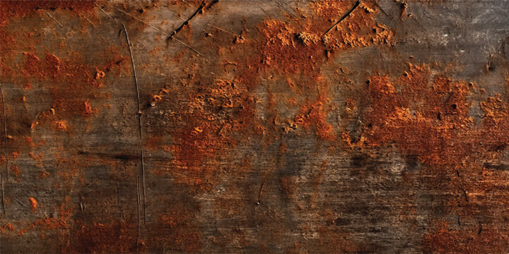 Close up of rusted metal texture with orange and brown tones corrosion background oxidized abstract material weathered backdrop industrial