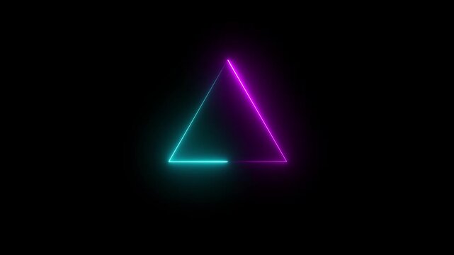 Tringle Glowing Neon Lights Line Abstract Banner Wallpaper Background Template. Vector. 4k video. glowing triangle line spectrum seamless looping neon frame background animation.4k motion