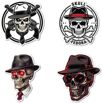 Fedora Skull Logo Sticker Collection