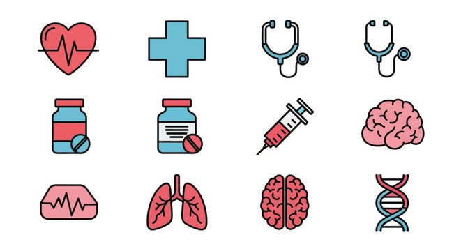 Medical icons and health symbols.