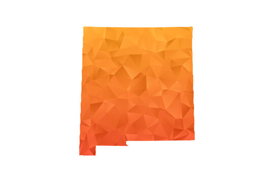 New Mexico Map - Polygon Style Vector Illustration in Orange Gradient, Low Poly Geometric Design, Isolated on White Background for Infographics and Education.