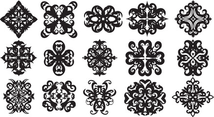 Obraz premium Collection of black ornate decorative design elements set