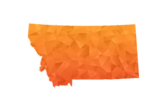 Montana Map - Polygon Style Vector Illustration in Orange Gradient, Low Poly Geometric Design, Isolated on White Background for Infographics and Education.