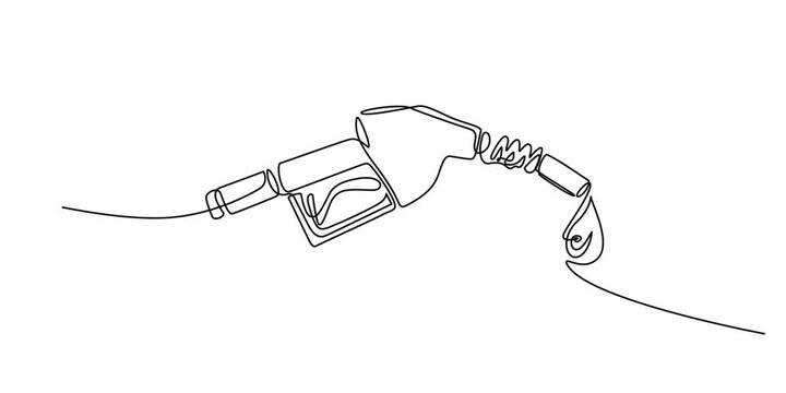 Gasoline pistol isolated on white background. One line continuous gasoline pistol art. Line art, outline, vector illustration animation, Gasoline pistol isolated on white background. One line