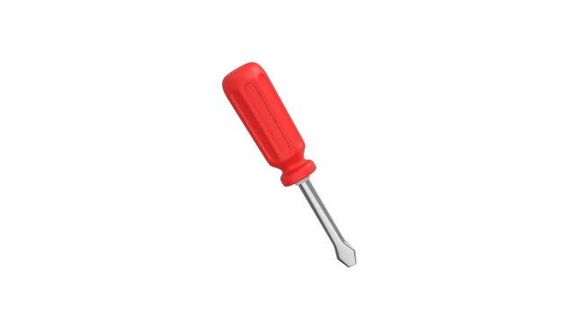 Screwdriver icon 3d rendering animation on 4k.	