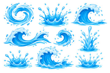 Fototapeta premium Blue 3d water splash paper cut design with layered waves, flowing curves, and dynamic droplets. Aquatic motion effect from stacked sheets. Clean modern graphic for summer promotions, beverage package.
