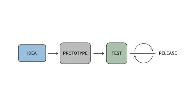 Product Development Process Flowchart Idea Prototype Test Release.
