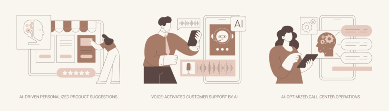 AI Customer Service abstract concept vector illustrations.