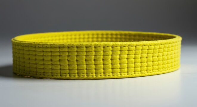 Bright yellow martial arts training belt, symbolizing a beginner rank or student status, isolated on a clean background ready for cropping, discipline, fitness, physical