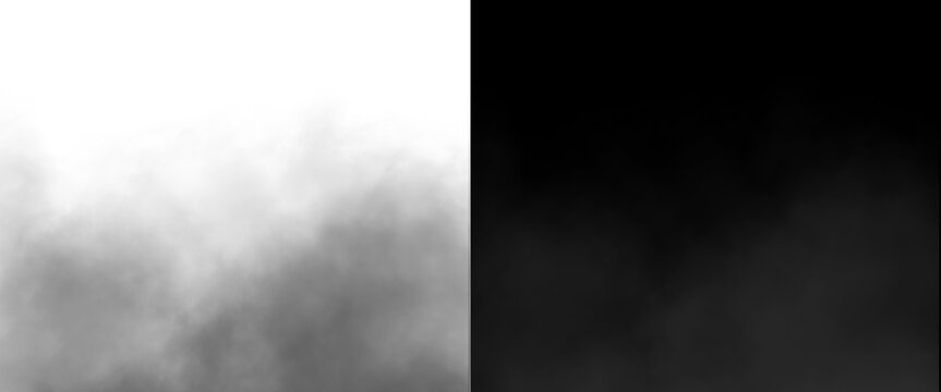 Atmospheric smoke and fog textures, ethereal white mist on black background, moody gray steam clouds for creative overlays and cinematic effects