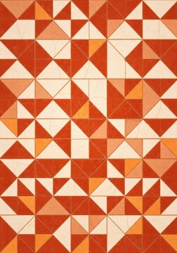 Seamless western style geometric pattern resembling rustic adobe tiling with terracotta and cream colors. Perfect for interior design projects, retro, lodge, pattern
