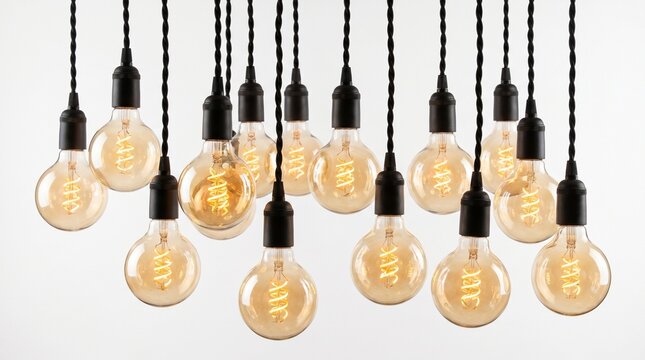 Multiple Edison bulbs hanging down.