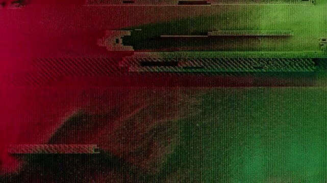 Dirty Cyberpunk Glitch Texture: Binary Code with Dust, Red and Green Distortion