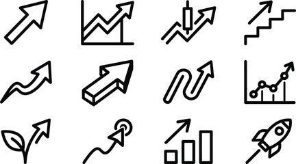 Collection of business growth and progress icons © mdtaher