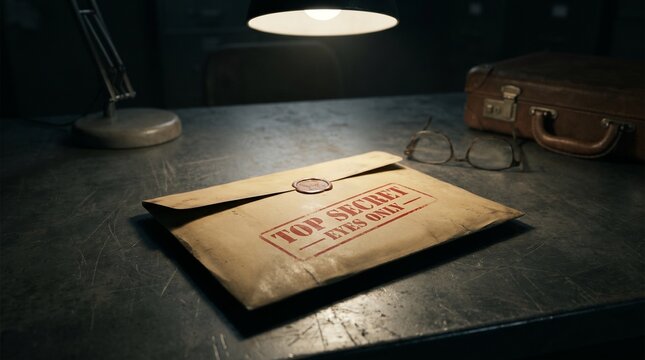 Old passport and travel essentials on dark wooden desk with vintage lighting