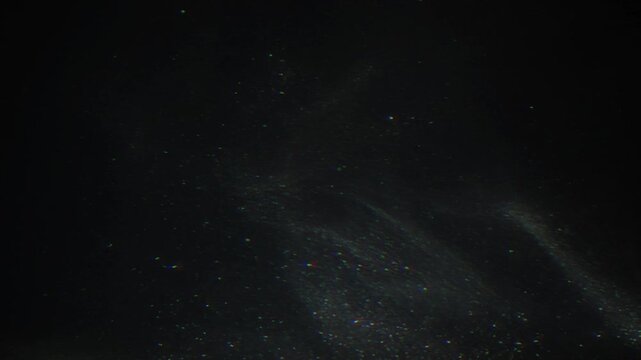 Atmospheric White Dust with RGB Chromatic Aberration and Optical Glitch Overlay