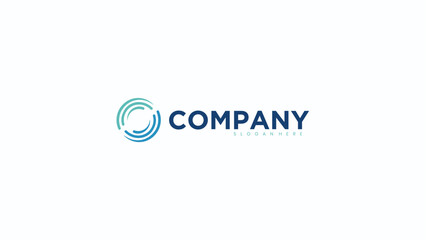 Minimalist Corporate Logo Design Featuring Abstract Blue Circular Rings © Rizquna_art