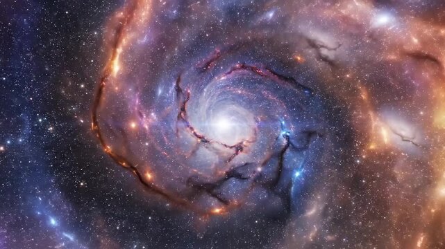 A breathtaking cosmic spectacle unfolds as a vibrant spiral galaxy swirls with incandescent nebulae and a brilliant central core, showcasing the awe-inspiring grandeur of deep space exploration