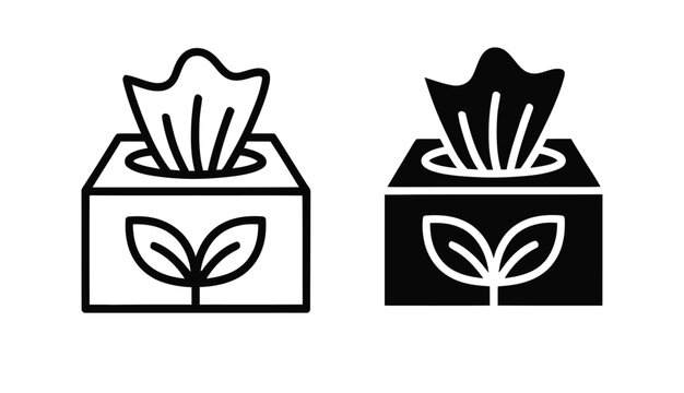 Tissue box icon with leaf design dispenser illustration